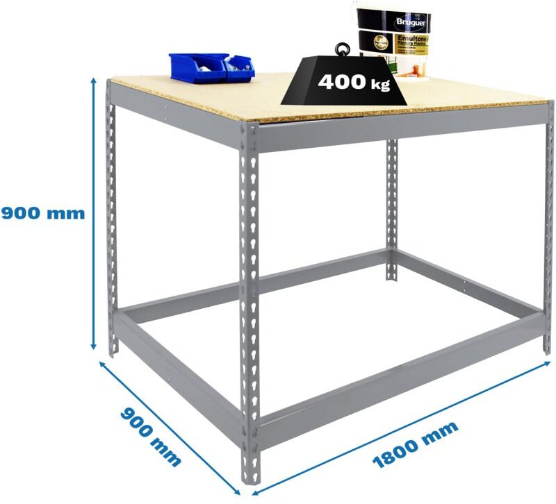 Simonrack Festen Arbeitstisch Galvanisiert und Holz 180 cm