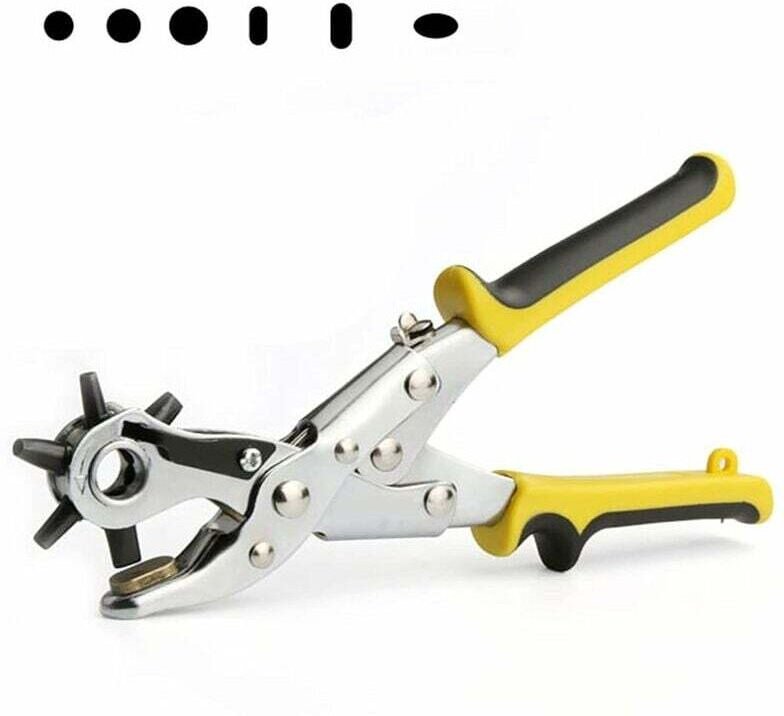 Leder-Lochzange, mit Kupferbasis, Revolver-Lochzange, für Gürtel, Stoff, Leder, Pappe, pvc, 6 Locher in den Größen 3,5 m...