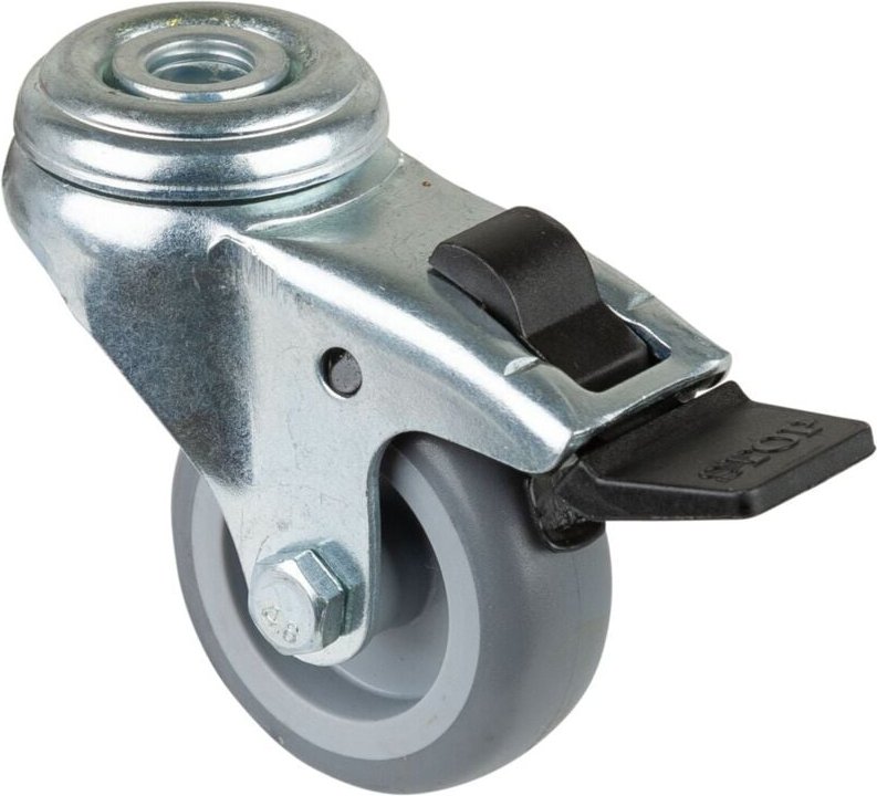 Lenkrolle A321 mit Feststeller 50mm Rückenl. Gummirad gl grau - Bs Rollen