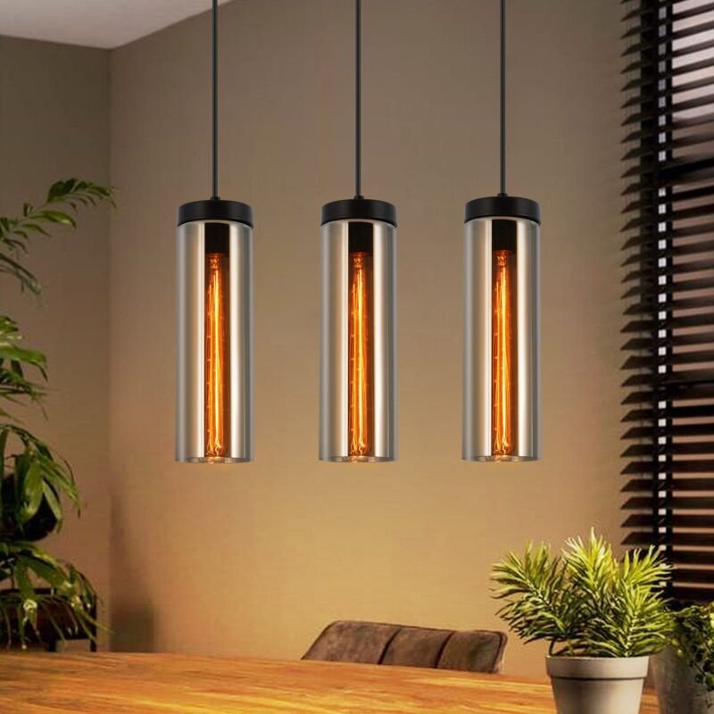Thumbnail - Gbly - Hängelampe Vintage Esstisch Pendelleuchte Schwarz - 3 Flammig Hängeleuchte Höhenverstellbar E27 Esstischlampe Hän...