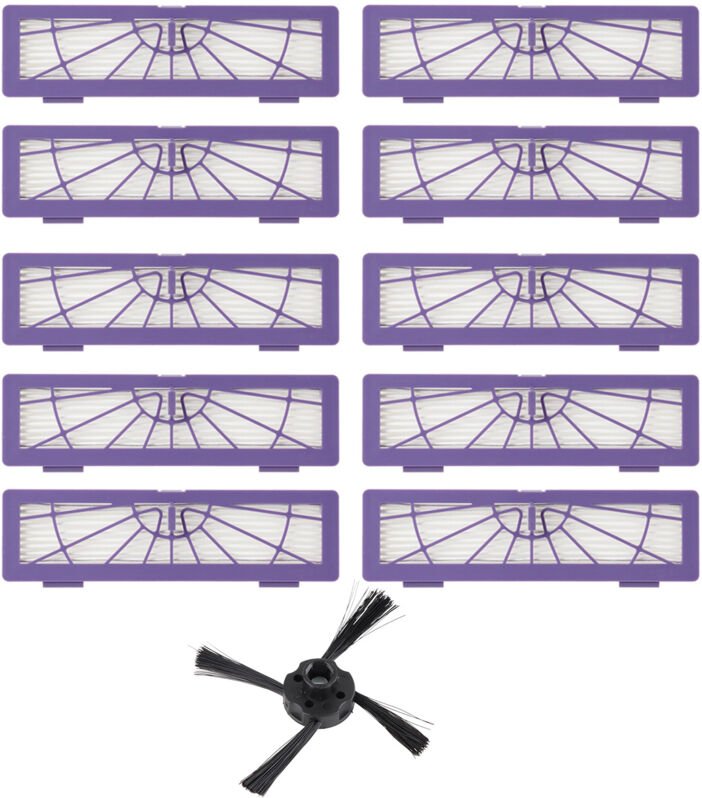 Ersatzfilter mit Reinigungsbürste für Neato BotVac D3, D5, D70, D75, D80, D85 – ABS, 20,1 x 5 cm, 10er-Packung