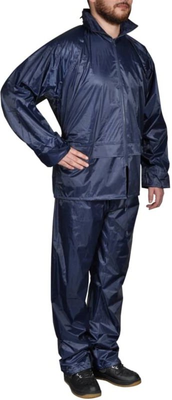 Blaue Regenbekleidung für Männer 2-teilig mit Kapuze Größe l Vidaxl