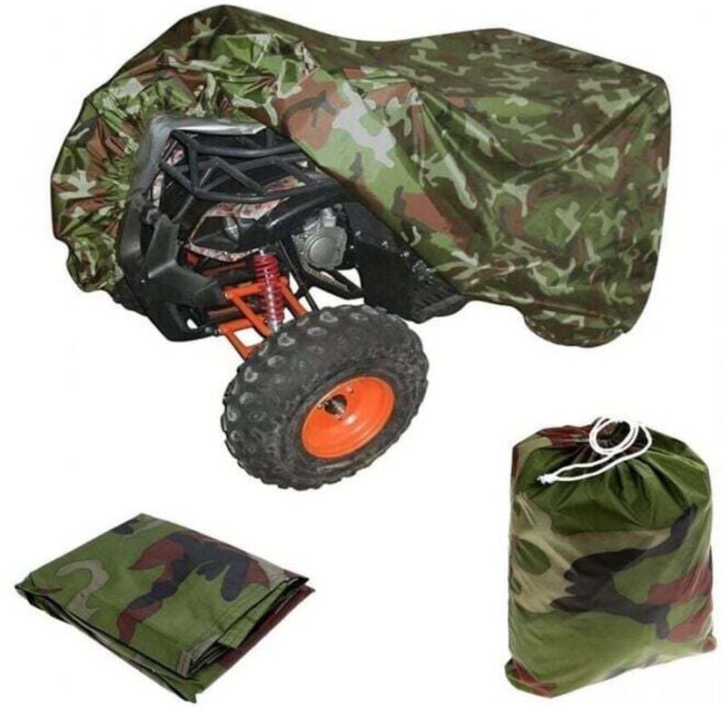 Telo di copertura per esterni 210×120×115CM Protezione per moto atv Quad Impermeabile Anti-UV Mimetico, Copertura per qu...