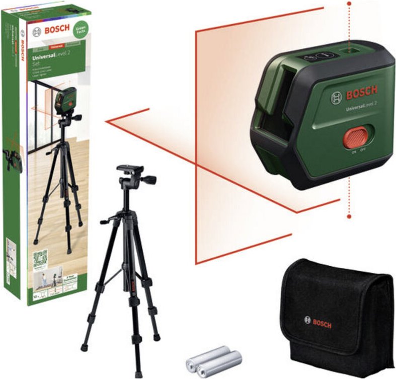 Bosch Home and Garden UniversalLevel 2 Set Kreuzlinienlaser Reichweite (max.): 12 m