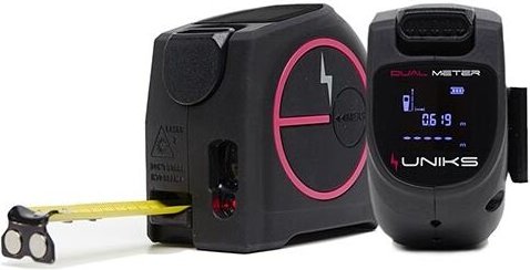 UNIKS DUALMETER Professionelles digitales Maßband 2IN1-Bandmaß mit Display integriert traditionelles 5M-Band mit 40M-Las...