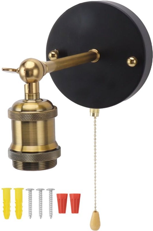 Retro -Wandleuchter E27 E26 Eisen einstellbarer Vintage -Lampenbeleuchtungsbehandlung mit Schalter für Schlafzimmer Wohn...