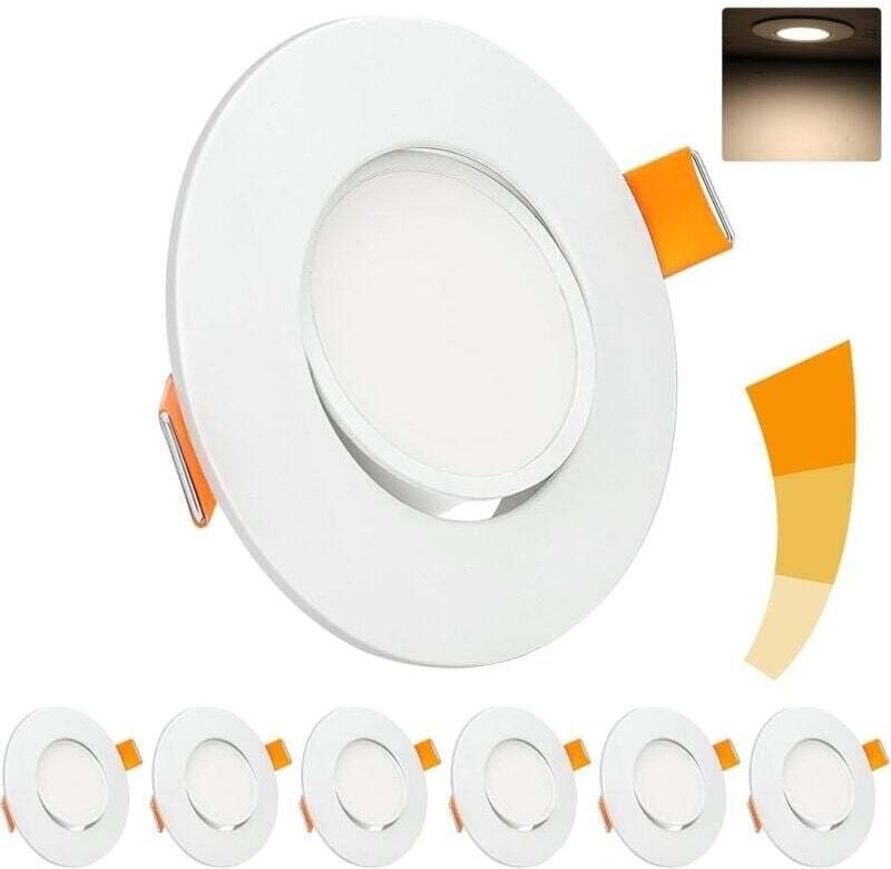 Dimmbarer LED-Einbaustrahler, 5 w, 4000 k, Neutralweiß, 460 lm, extra flacher LED-Strahler, 230 v, verstellbar um 45°, L...
