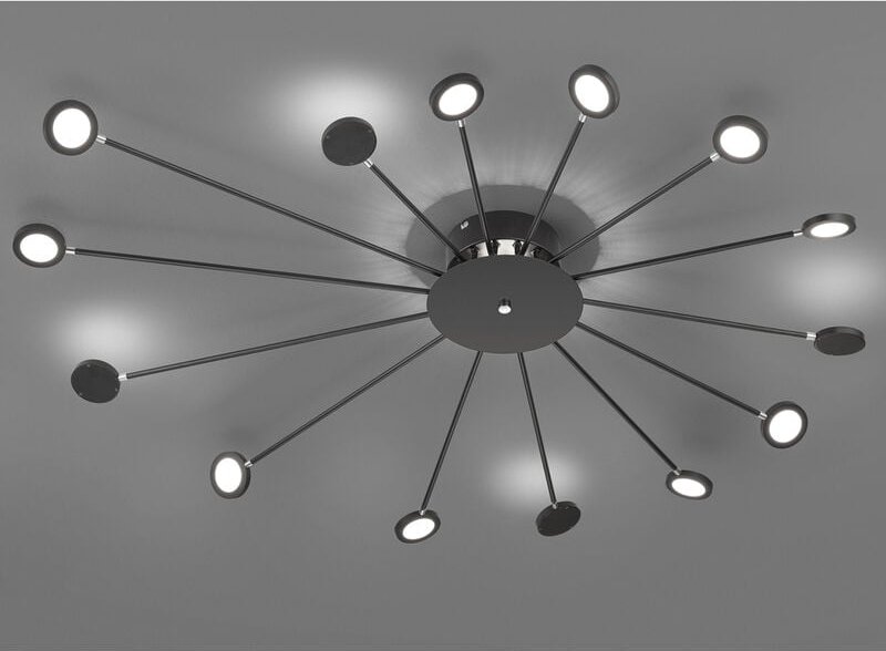 Trio Lighting - Große schwenkbare led Deckenleuchte peacock Schwarz, dimmbar Breite 115cm