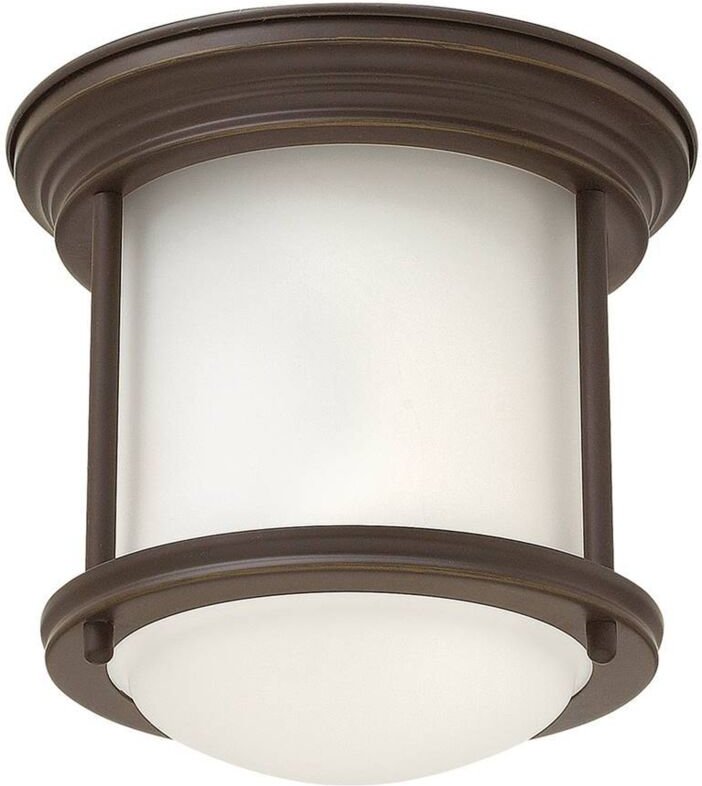 Hadrian Hinkley 1 Light Flush Mount Oil Rubbed Bronze mit Opalglas IP44