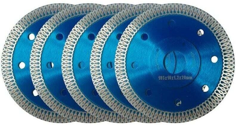 Diamantscheibe 105 mm, 5er-Pack Diamant-Trennscheiben Ø105 x 1,2 mm x 22,23 mm, für Winkelschleifer, Schneiden von Porze...