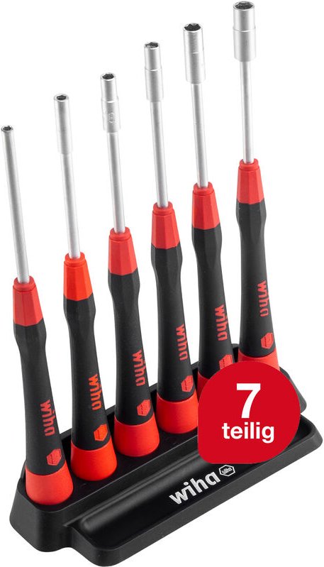 Wiha Feinschraubendreher Set PicoFinish® Sechskant-Steckschlüssel 7-tlg. inkl. Präzision im Kopf i Reparaturset für Mode...
