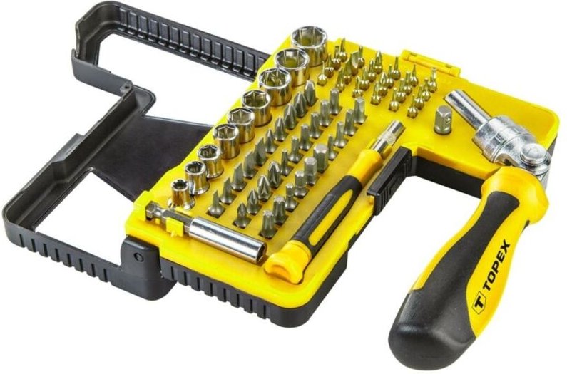 Topex - 68-teiliger Schraubendreher-Bit- und Steckschlüsselsatz mit Halter