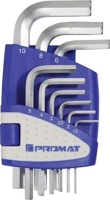 PROMAT Sechskantwinkelschraubendrehersatz 9-teilig Kunststoffhalter SW 1,5 -