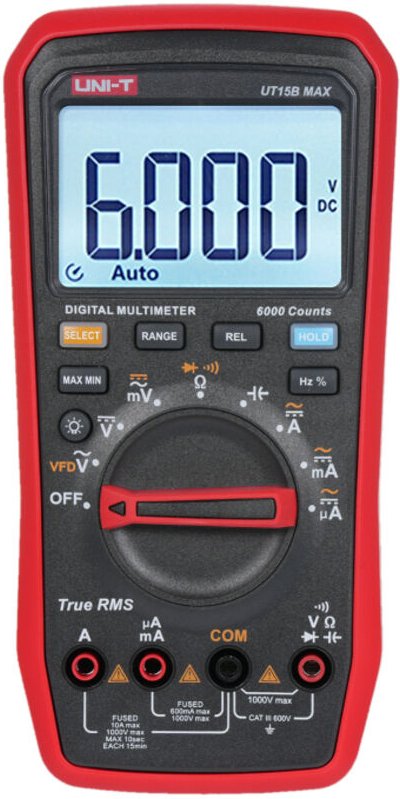Multimetro digitale UT15B MAX, 1000 V, 6000 conteggi, misurazione VFD, True RMS, tensione AC/DC, corrente AC/DC, resiste...