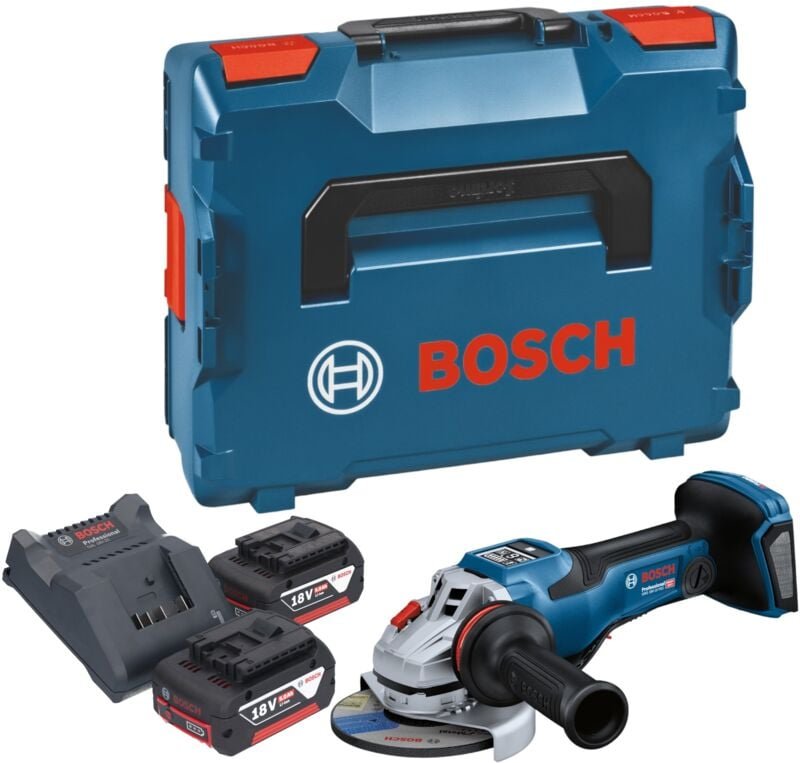 Bosch gws 18V-15 psc Professional Akku Winkelschleifer 18 v 125 mm biturbo Brushless + 2x Akku 5,0 Ah + Ladegerät + L-Bo...