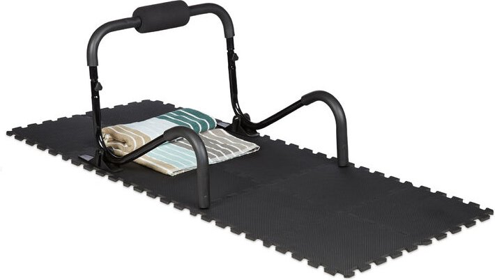 Relaxdays - Bodenschutzmatte Fitnessgeräte 30x30cm, 24er Set, 2,1m², stoßdämpfende Schutz Unterlagen, Stärke 1cm, schwar...