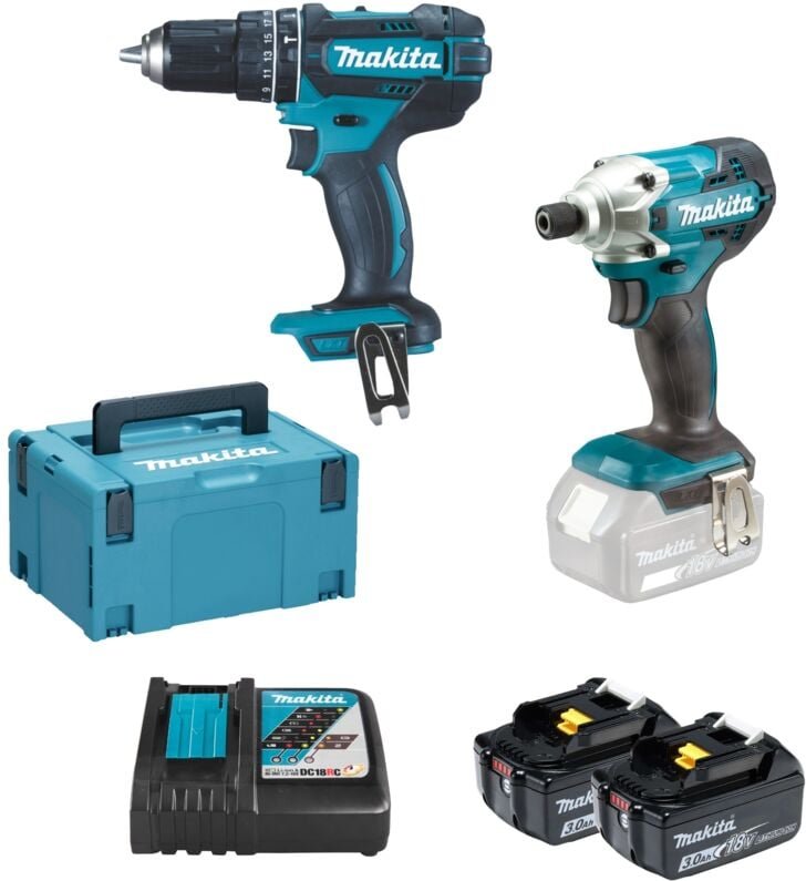 Makita DLX2337J LXT 18V 64/155Nm 2x3Ah Makpac Schlagschrauber-Bohrset