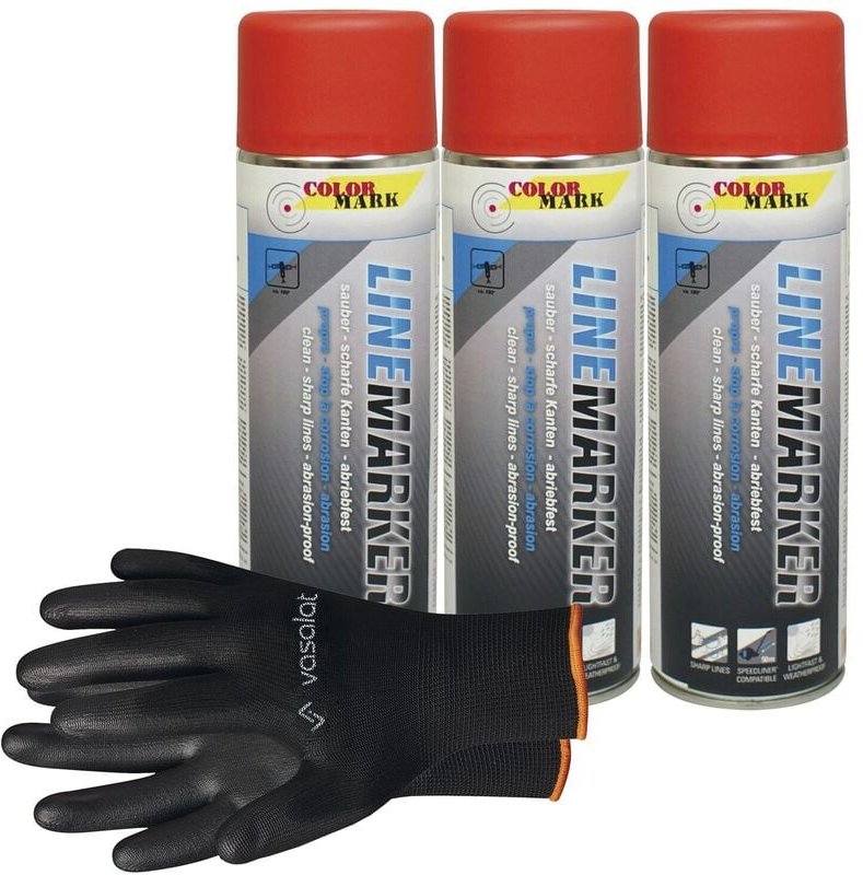 Vasalat - Dupli-Color Bodenmarkierungsspray für dauerhafte und stark abriebfeste Linien - Markierungsspray rot, 3 Stück