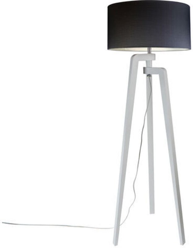 Stehleuchte Stativ weiß mit Lampenschirm 50 cm schwarz - Puros