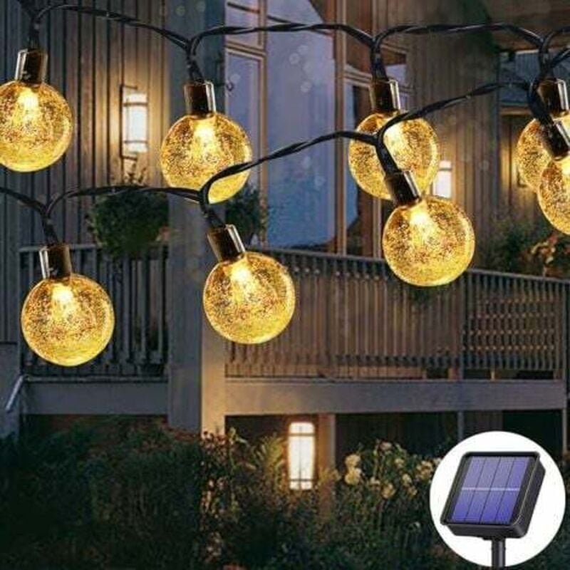 Solar-Lichterkette für den Außenbereich, 50 LEDs, 7 m, 8 Modi, solarbetrieben, wasserdicht, Außen-/Innenbeleuchtung für ...