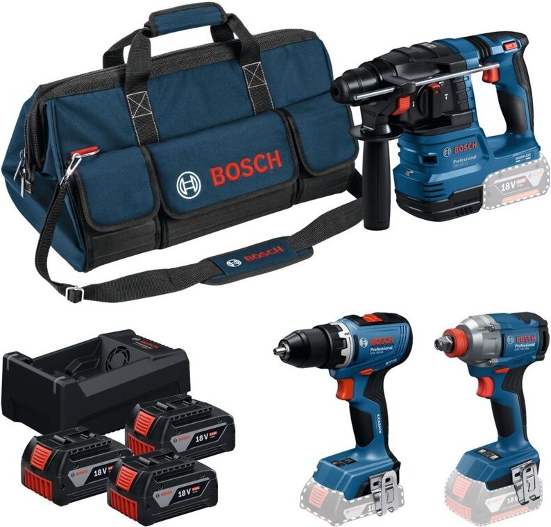 Bosch Professional Bosch Profi Set 18V: Akku-Bohrschrauber GSR 18V-65 + Akku-Drehschlagschrauber GDX 18V-285 + Akku-Bohr...