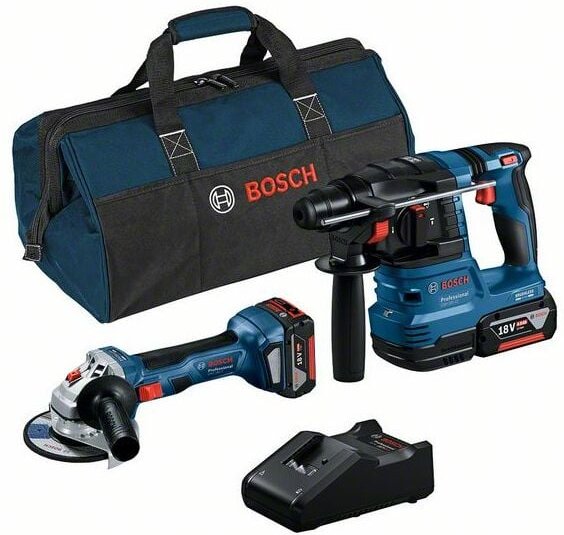Bosch - Combo Kit 2-tlg. 18V: gws 18V-7 + gbh 18V-22 + 2 x 4.0Ah + Lader + Tasche