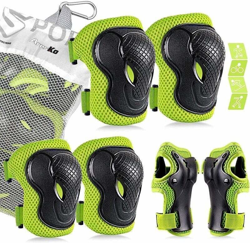 Thumbnail - Inline-Knieschoner für Kinder, Knieschoner-Set, 6-in-1-Ellbogenschoner, Handgelenkschützer, Schutzausrüstungsset – Fei Y...