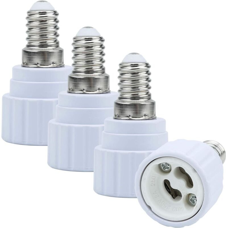 4x E14 auf GU10 Lampenfassung-Adapter in Weiß - Set mit 4 Umformkonvertern für LED-Lampen
