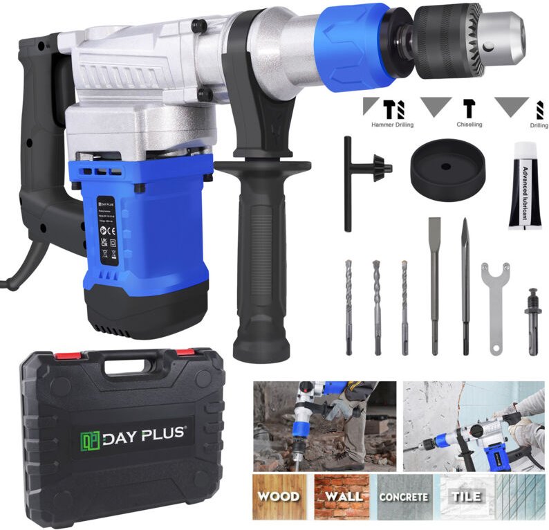 Dayplus - sds plus Stemmhammer Bohrhammer Schlagbohrhammer Meisselhammer Chisels w/ Koffer