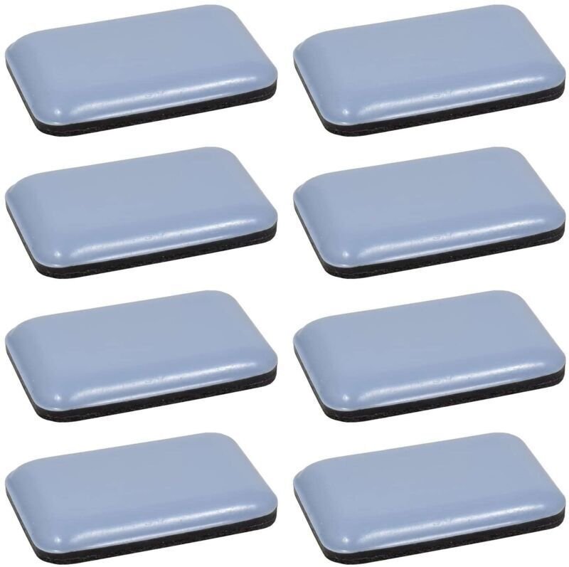 Set mit 8 selbstklebenden Teflon-Gleitern (35 x 25 mm). Schützt Parkettböden. Reduziert Geräusche beim Möbelrücken.