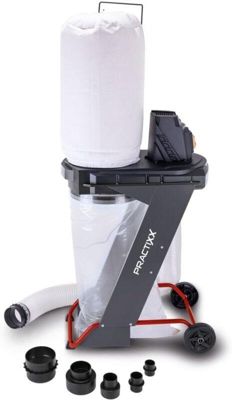 Absauganlage PX-AS-550 Practixx 75L Volumen 550W Luftleistung 1150m3/h 4-tlg Set + 5x Säcke