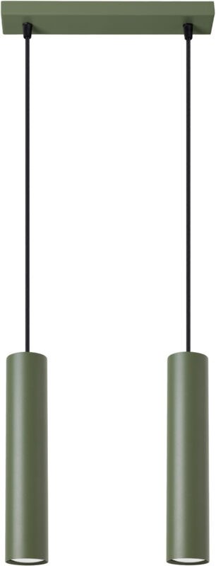 Moderne Hängelampe, grüner Olivenstreifen, zwei Röhren 30 cm für Esszimmer, Küche, über der Insel, 2xGU10 10W LAGOS Soll...