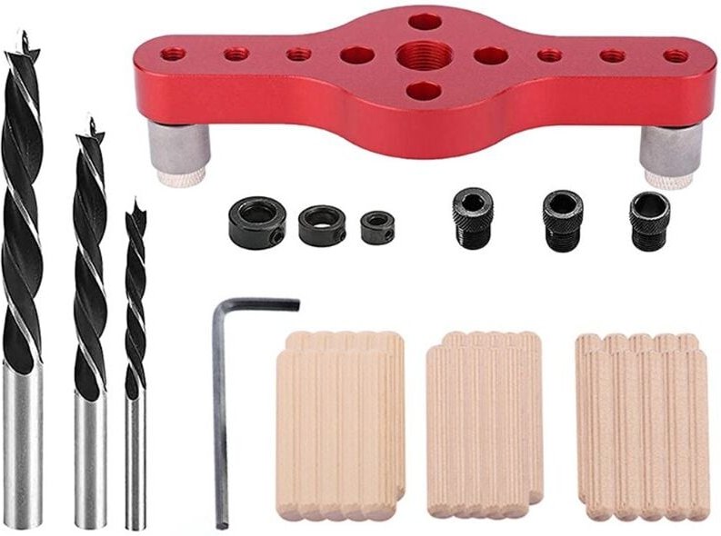 Csparkv - Rot) Selbstzentrierendes Dübelvorrichtungs-Set aus Aluminiumlegierung, 6/8/10 mm Locher-Locator-Positionierer,...