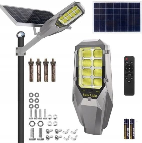 Solar-Gartenlaterne auf einem Mast, leistungsstarke 2000-W-Straßenlaterne, Akku 40 Ah