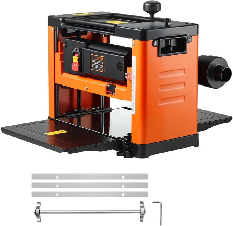 Mophorn Dickenhobel mit Dreiblatt, 330 mm Arbeitstisch, Hobelmaschine, 2000 W Leistung, 23500 U/min, Doppelrollen, Überr...