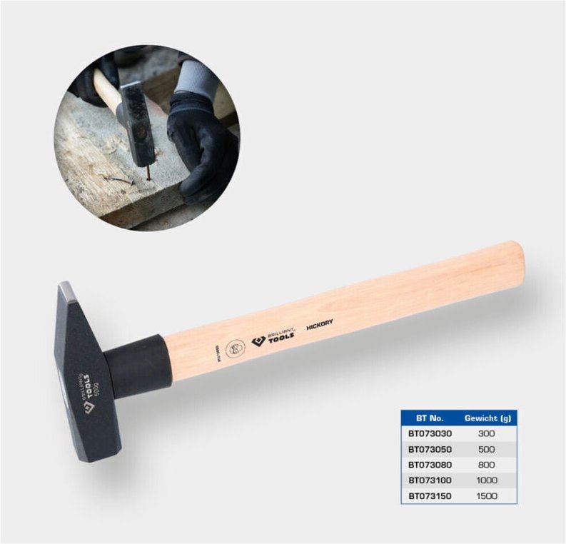 Schlosserhammer mit Hickory-Stiel, 1500 g