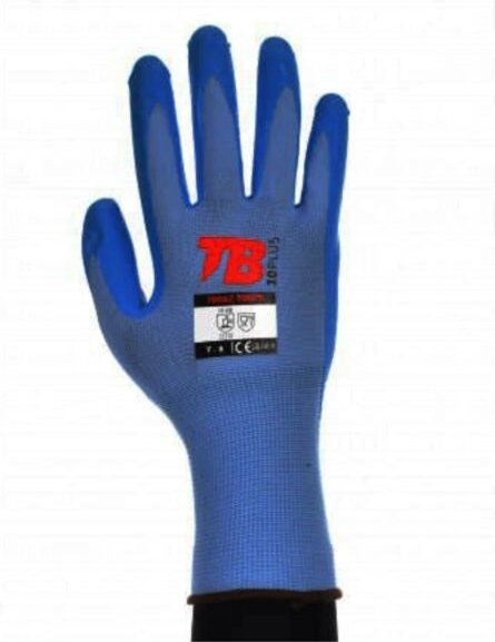 Faserhandschuh mit blauer Nitrilhandfläche für den Lebensmittelbereich T-9700AZFP Touch