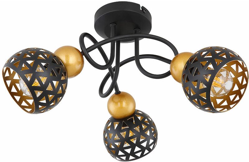 Deckenleuchte Metall schwarz gold Spotleuchte 3 flammig Deckenlampe Spots beweglich, Orientalisch Metall, 3x E14 Fassung...