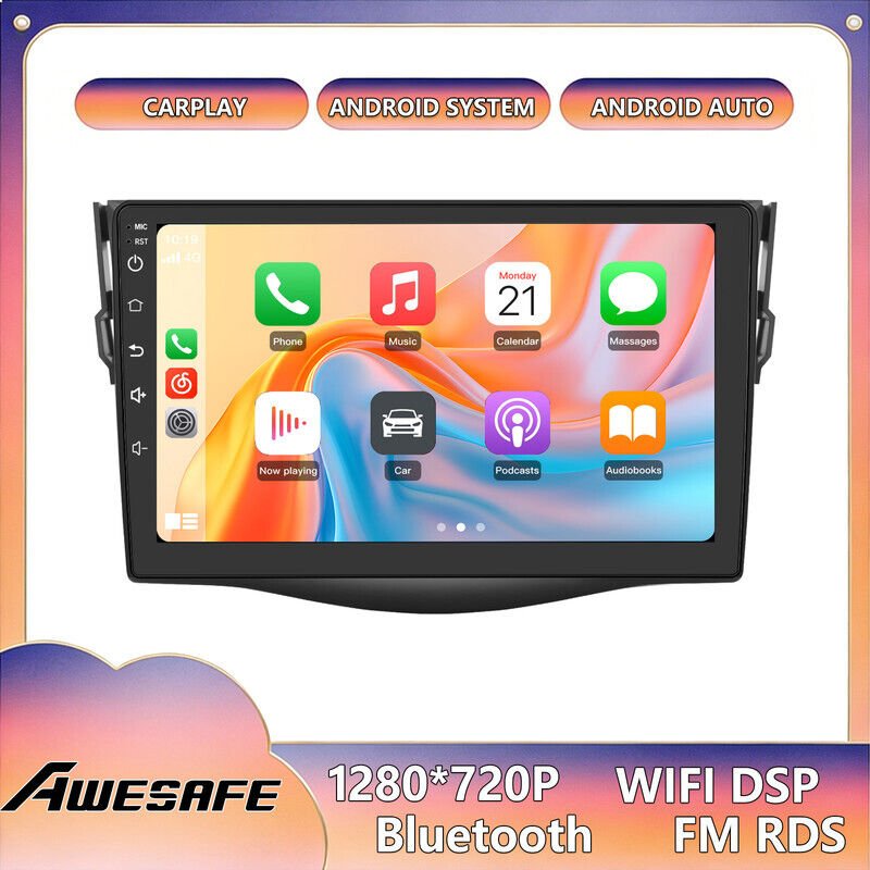 AWESAFE Autoradio Android 13 für Toyota RAV4 (2006-2012) 2GB+32GB mit 9'' Touchscreen CarPlay Android Auto GPS Bluetooth