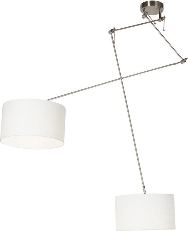 Smarte Hängelampe aus Stahl mit Schirm 35 cm weiß inkl. 2 Wifi A60 - Blitz