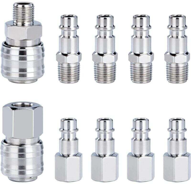 10 Stück Kompressoranschlüsse 1/4" BSP Schnellkupplung Europäischer Pneumatik-Luftkupplung Luftkompressor-Set Luftzubehö...