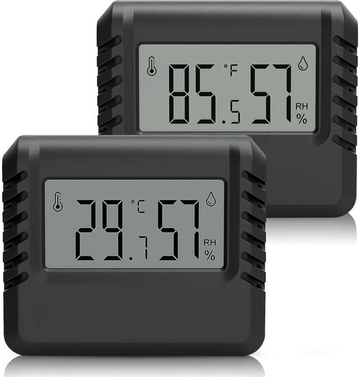 Set mit 2 Hygrometer-Thermometern – Hygrometer, Raumthermometer, schwarzes Digitalthermometer