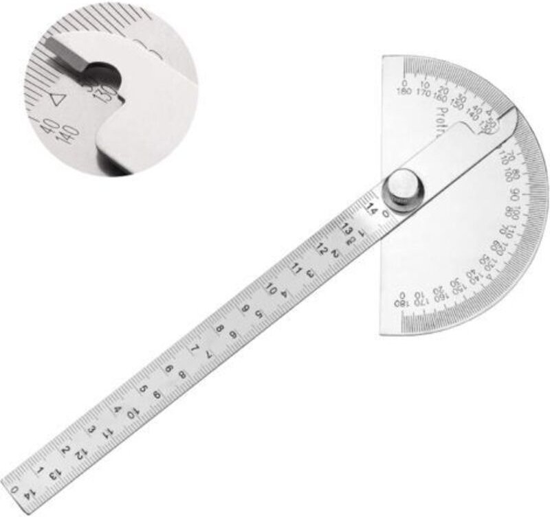 Winkelmesser aus Edelstahl, 0–180° Winkelmessarm, Messlineal, Ingenieurwerkzeug, Winkelmesser mit 140 mm Lineal, univers...