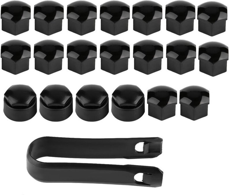 Zoternen - Diebstahlschutz-Abdeckkappe für Auto-Radnabenschraube, Schutzmutter, 20 Stück, 17 mm, Schwarz