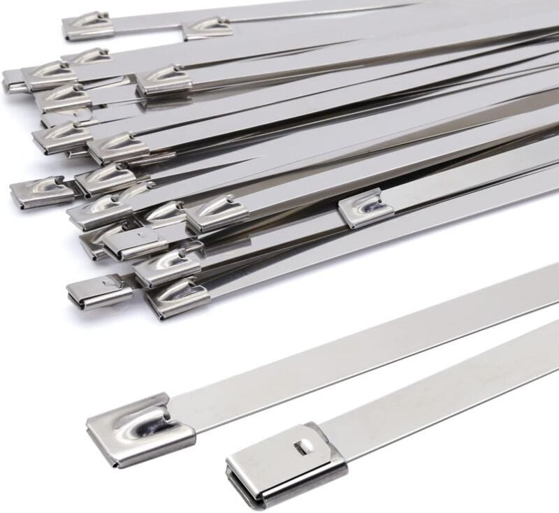 100 Stück Metall-Kabelbinder 500 7,9 mm, silberne Edelstahl-Kabelbinder, robuste Kabelbinder – Kabelbinder aus Metall, P...