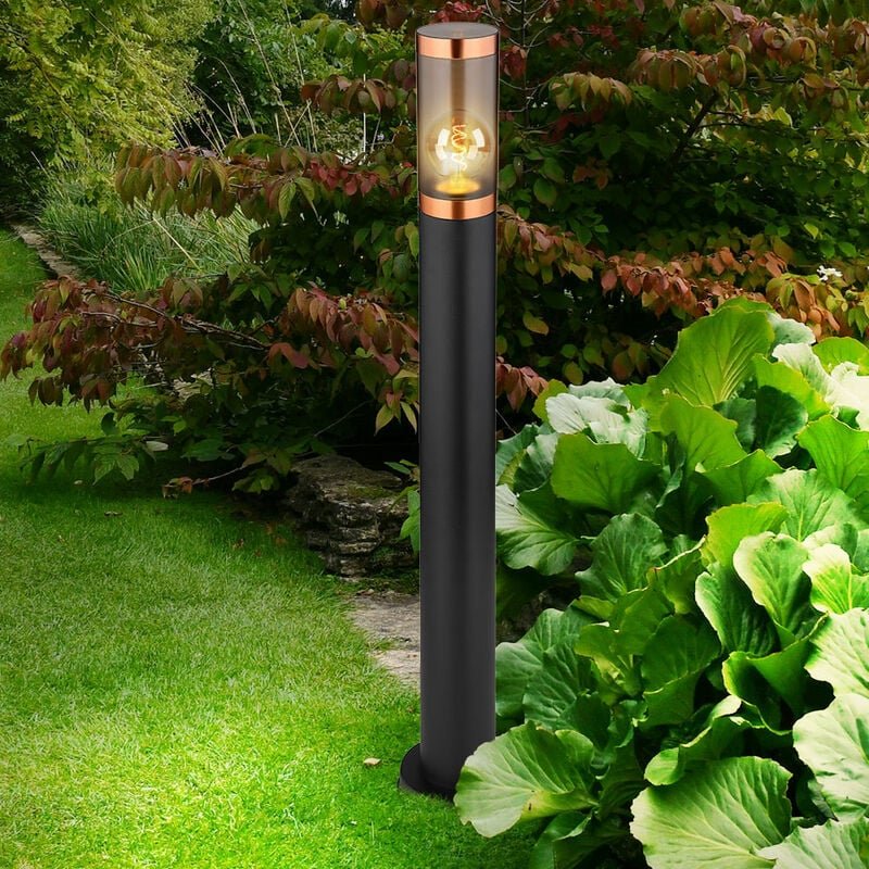 Stehlampe Garten Außen Aussenlampe Stehleuchte Wegeleuchten Edelstahl Außen, Kupferakzent schwarz rauch, 1x led 7W 806Lm...