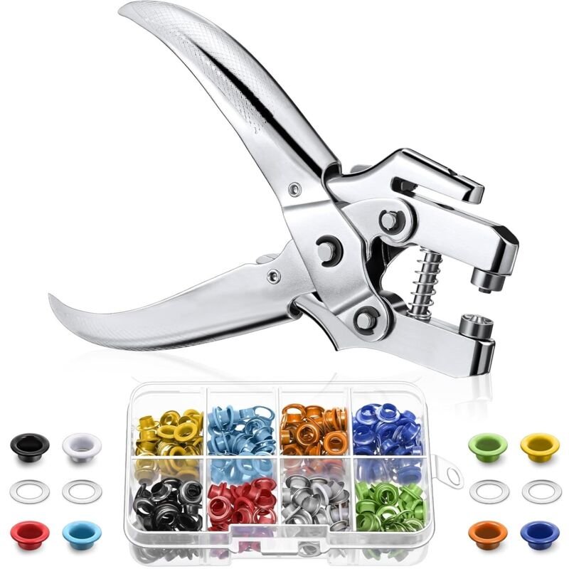 3/16 Zoll Ösenwerkzeug-Set, Ösenzangen-Set, Lochzange, Ösen-Handpresse mit 200 Ösen für Schuhe, Taschen, Kleidung, (mehr...