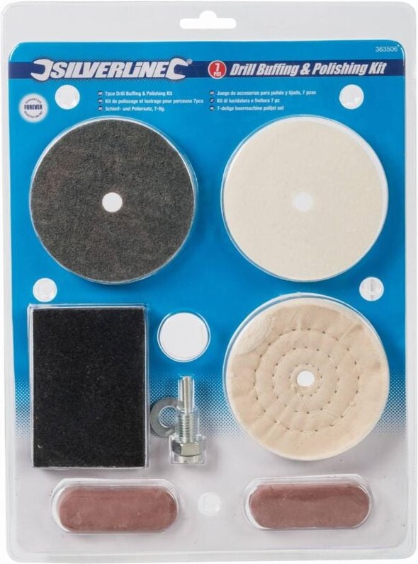 Silverline - Bohrmaschinen Polierscheiben Vlies Filz Polierpaste Set Poliersatz