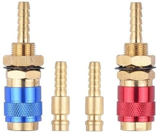 2 Stück 6 mm luftgekühlter Gasanschluss-Adapter für WIG-Schweißbuchse, blau + rot - Dolaso