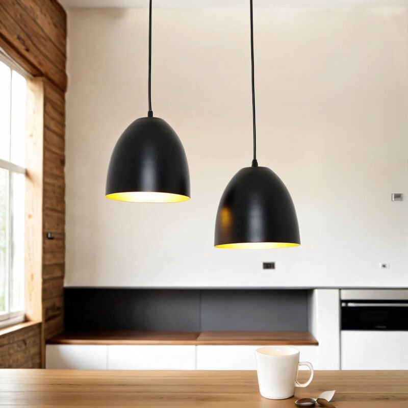 Licht-erlebnisse - Hängelampe Schwarz Golz Retro Design 2 flammig Metall Esstisch Küche